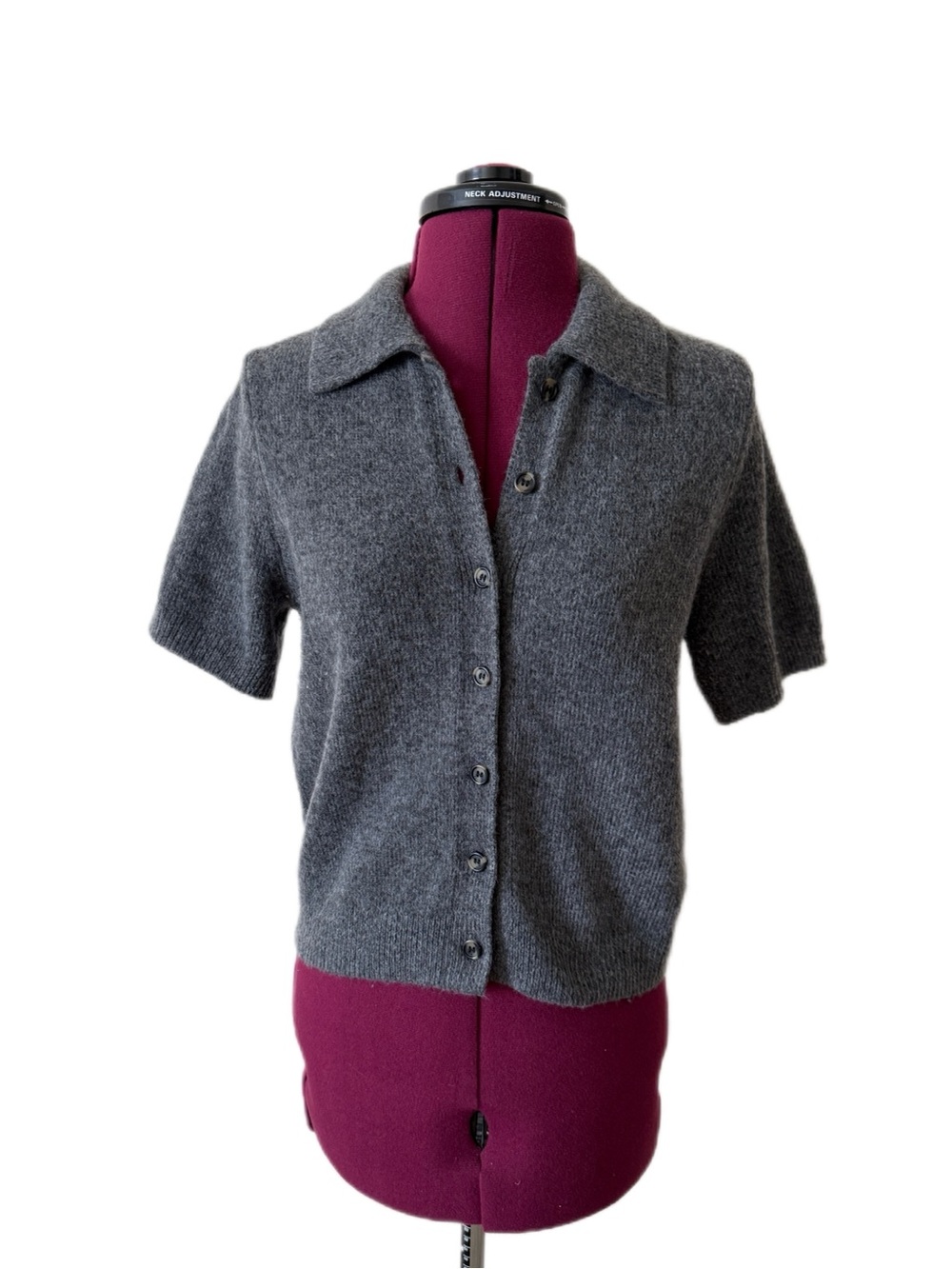 Classic Short-Sleeve Button Cardigan in Heather Gray Size SM
